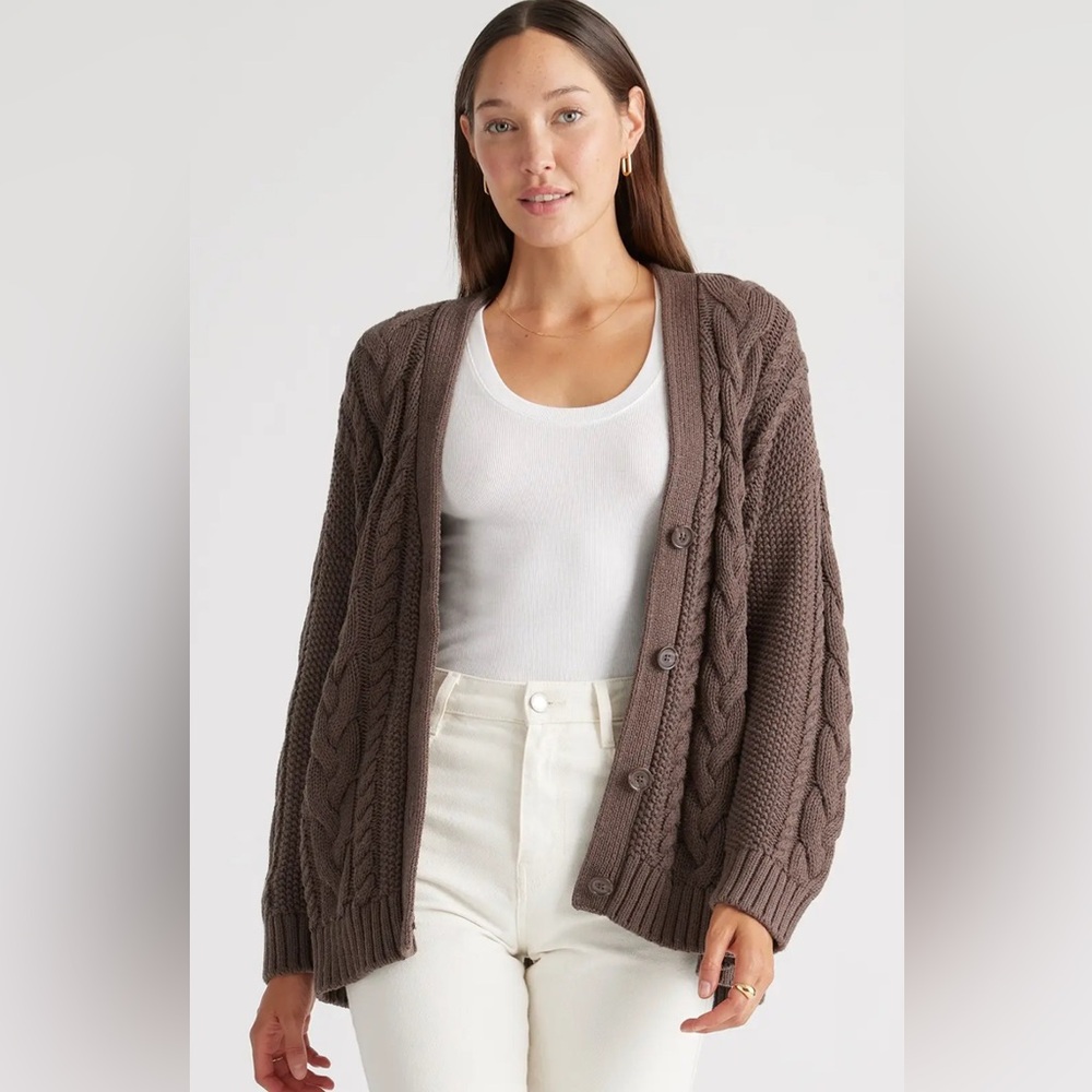 Quince Oversized Cable Knit Sweater